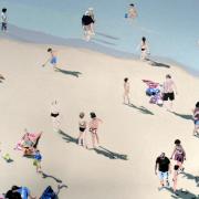 Plage à la pelle bleu