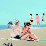 Plage aux sandales grises